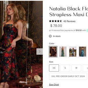 Natalia Black Floral Strapless Maxi Dress 12th TRIBE